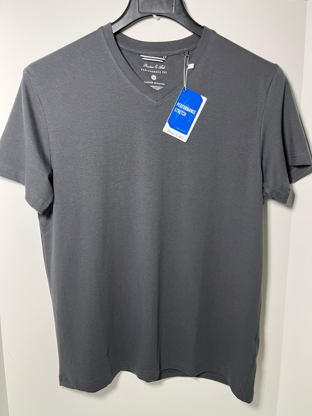 Porter & Ash 95% Cotton 4-way Stretch Short Sleeve “V” Neck Casual Top/T-shirt